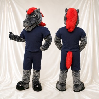 Cheval Athlète Gris Costume de mascotte intégral pour adultes Événements sportifs