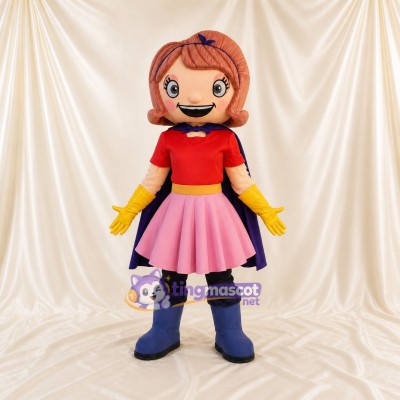 Red Superhero Girl Mascot Costume Full Body for Adults School Events