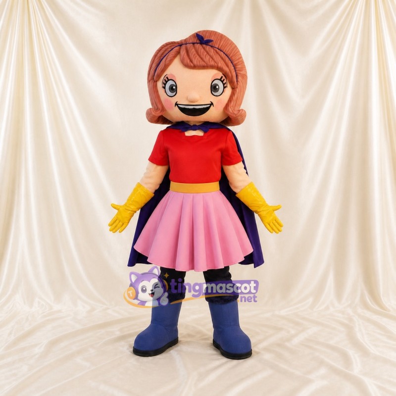 Red Superhero Girl Mascot Costume Full Body for Adults School Events