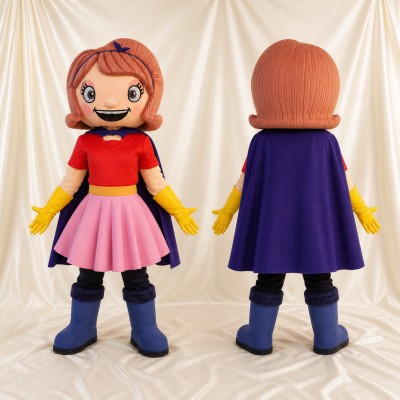 Red Superhero Girl Mascot Costume Full Body for Adults School Events