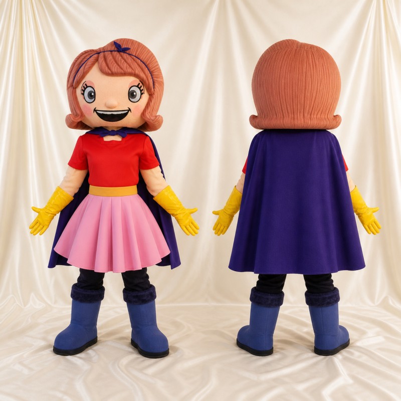 Red Superhero Girl Mascot Costume Full Body for Adults School Events