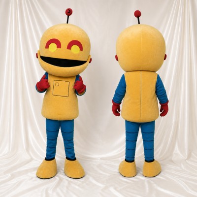 Smiley Robot Mascot Costume Full Body for Adults School Events
