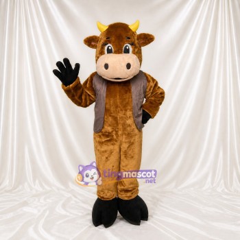 Brown Cow Mascot Costume Full Body for Adults School Events
