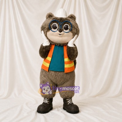 Ouvrier Raton Laveur Costume de mascotte intégral pour adultes Événements scolaires