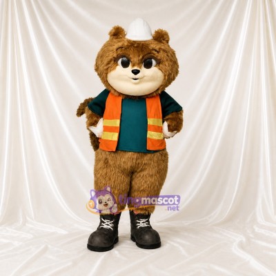 Bear Worker Mascot Costume Full Body for Adults School Events