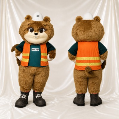 Bear Worker Mascot Costume Full Body for Adults School Events