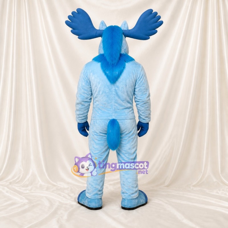 Light Blue Moose Mascot Costume Full Body for Adults School Events