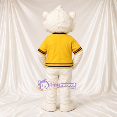 White and Yellow Polar Bear Mascot Costume Full Body for Adults School Events