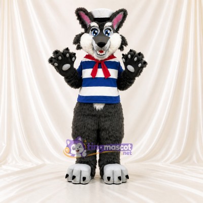 Wolf Sailor Mascot Costume Full Body for Adults School Events