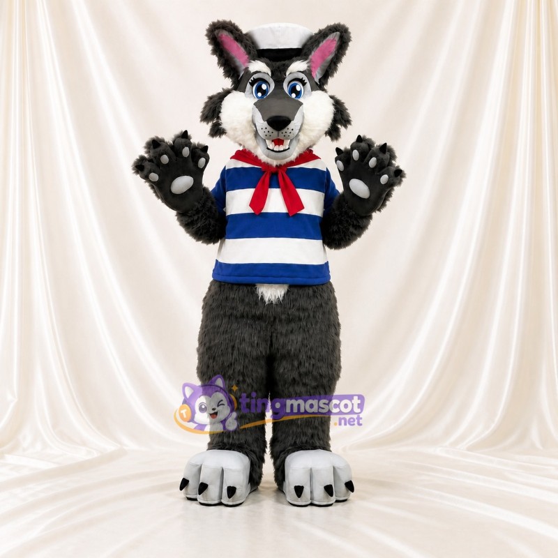 Wolf Sailor Mascot Costume Full Body for Adults School Events