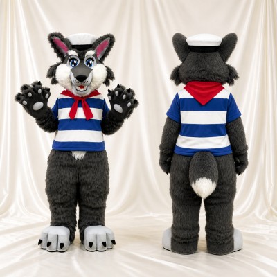 Wolf Sailor Mascot Costume Full Body for Adults School Events