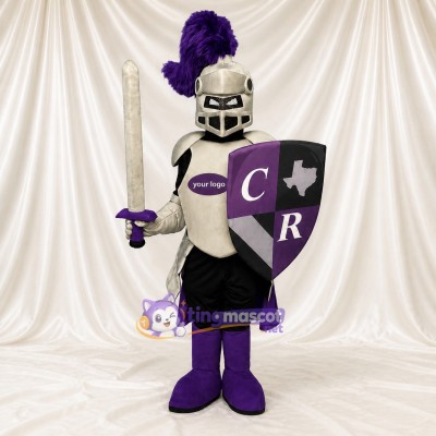 Silver Detailed Themed Knight Mascot Costume Full Body for Adults School Events