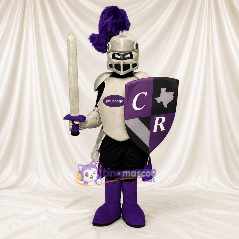 Silver Detailed Themed Knight Mascot Costume Full Body for Adults School Events