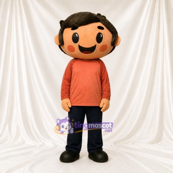 Personnage de garçon détaillé à thème Costume de mascotte intégral pour adultes Événements scolaires