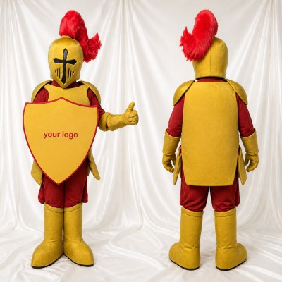 Gold Knight Mascot Costume Full Body for Adults School Events