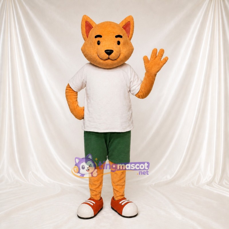 Orange Cartoon Facial Cat Mascot Costume Full Body for Adults School Events