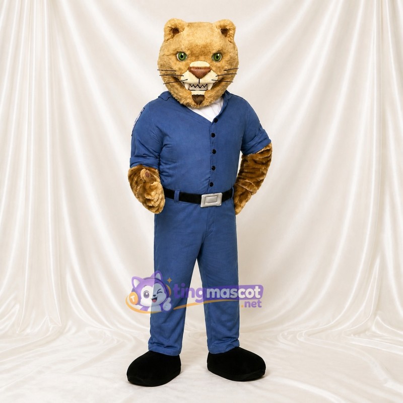 Cougar Worker Mascot Costume Full Body for Adults School Events