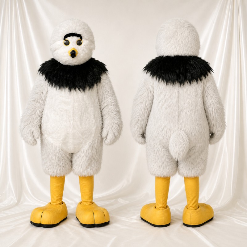White Eagle Mascot Costume Full Body for Adults School Events