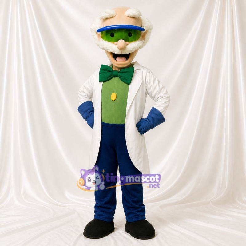 White Detailed Themed Scientist Mascot Costume Full Body for Adults Schools