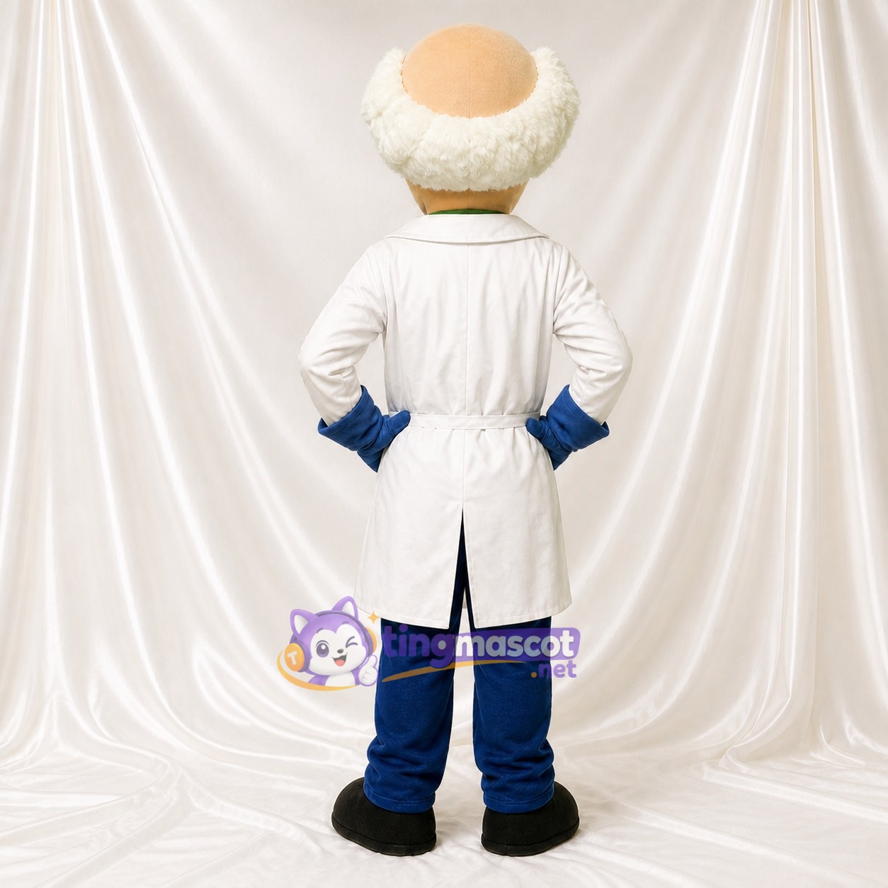 Scientifique à thème détaillé blanc Costume de mascotte intégral pour adultes Écoles Scientifique à thème détaillé blanc Costume de mascotte intégral pour adultes Écoles