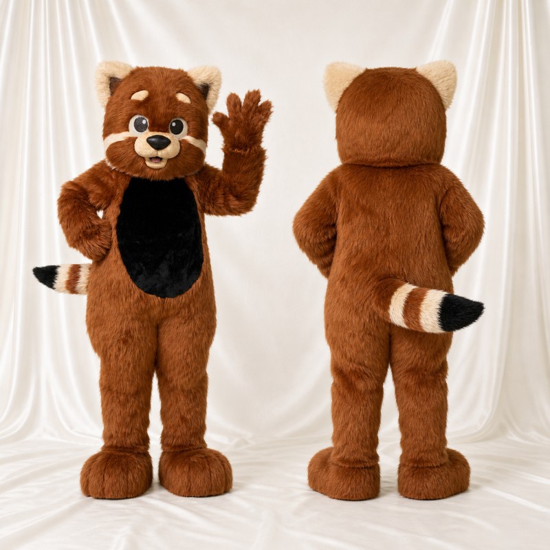 Brown Raccoon Mascot Costume Full Body for Adults School Events