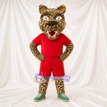 Léopard athlète en tenue de sport Costume de mascotte intégral pour adultes Événements sportifs