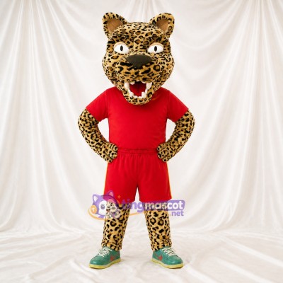 Léopard athlète en tenue de sport Costume de mascotte intégral pour adultes Événements sportifs