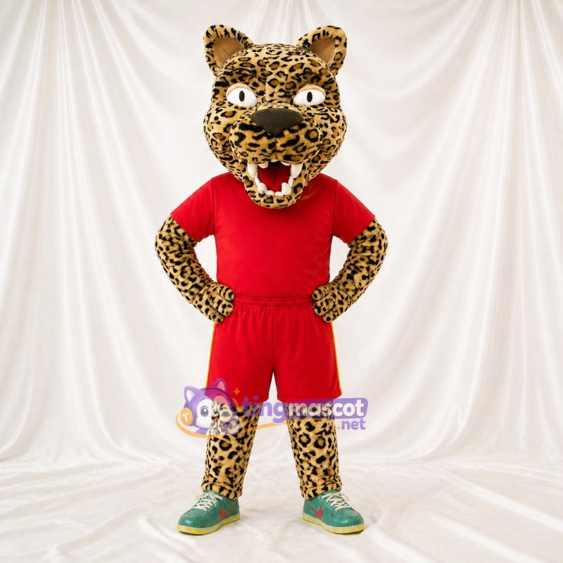 Léopard athlète en tenue de sport Costume de mascotte intégral pour adultes Événements sportifs