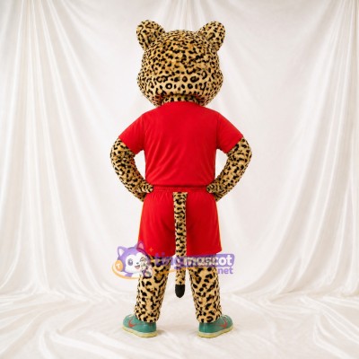 Léopard athlète en tenue de sport Costume de mascotte intégral pour adultes Événements sportifs