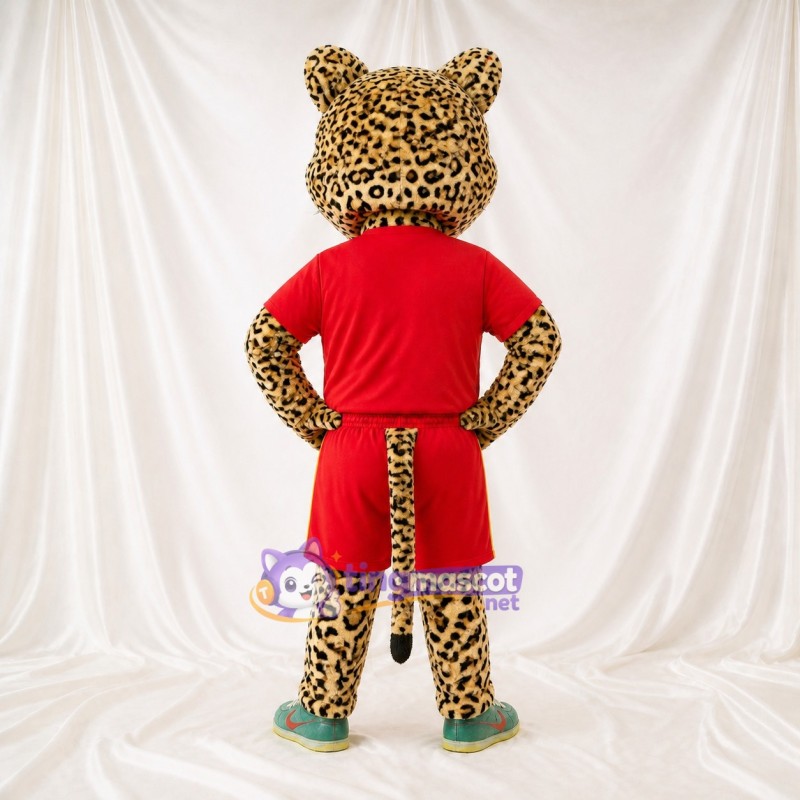 Léopard athlète en tenue de sport Costume de mascotte intégral pour adultes Événements sportifs