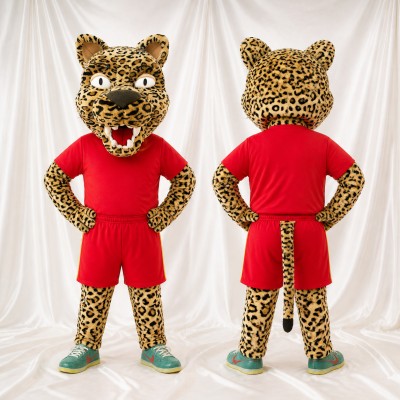 Léopard athlète en tenue de sport Costume de mascotte intégral pour adultes Événements sportifs