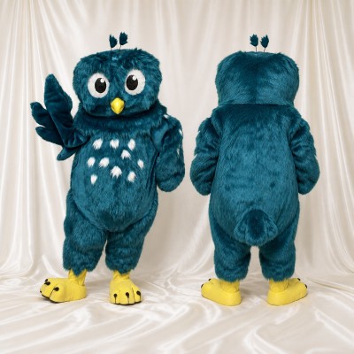 Teal Owl Mascot Costume Full Body for Adults School Events