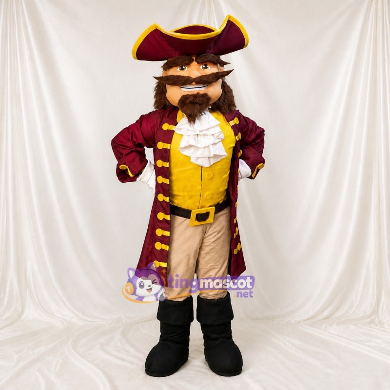 Maroon Pirate Mascot Costume Full Body for Adults School Events