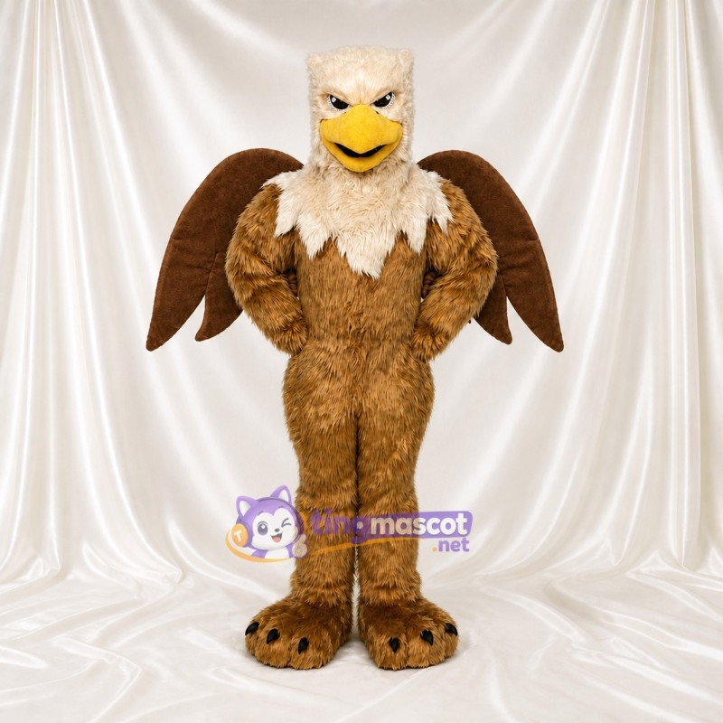 Brown Bald Eagle Mascot Costume Full Body for Adults School Events