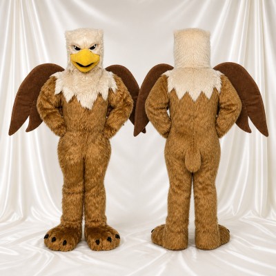 Brown Bald Eagle Mascot Costume Full Body for Adults School Events