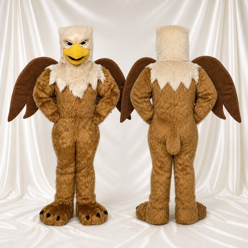 Brown Bald Eagle Mascot Costume Full Body for Adults School Events