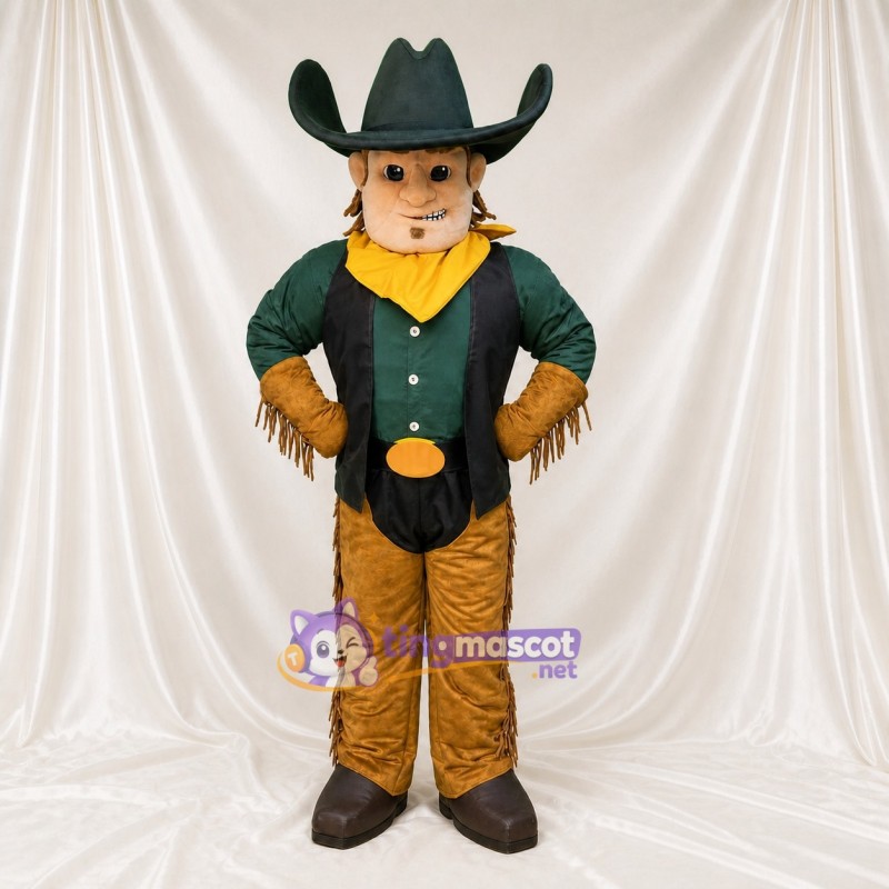Cowboy vert Costume de mascotte intégral pour adultes Événements scolaires