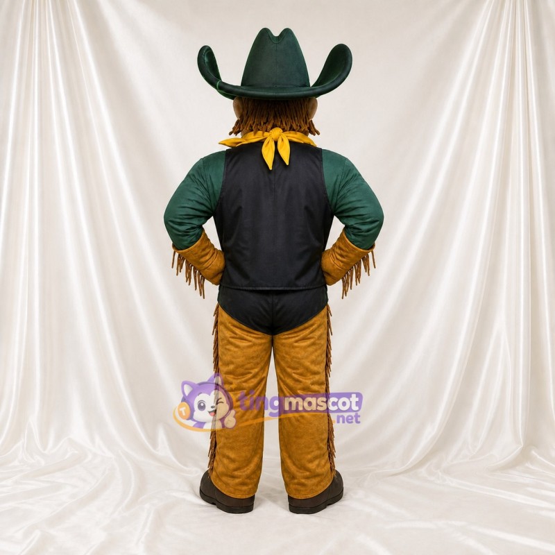 Cowboy vert Costume de mascotte intégral pour adultes Événements scolaires