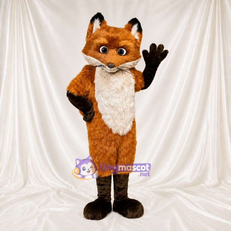 Orange Cartoon Facial Fox Mascot Costume Full Body for Adults School Events