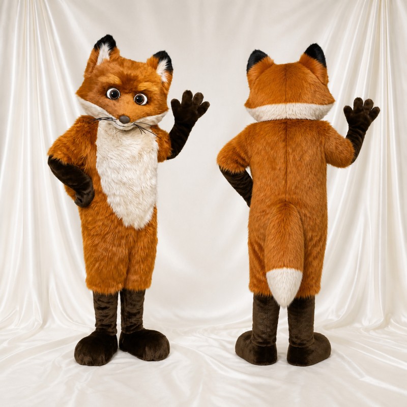 Orange Cartoon Facial Fox Mascot Costume Full Body for Adults School Events