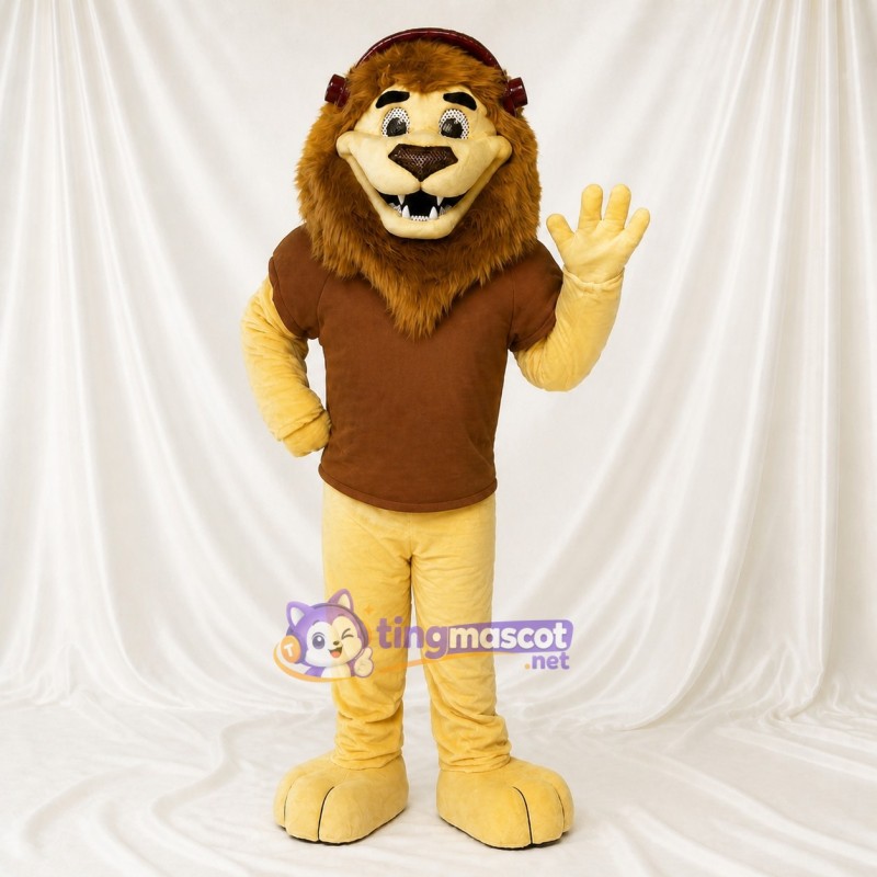 Cartoon Facial Lion Mascot Costume Full Body for Adults School Events