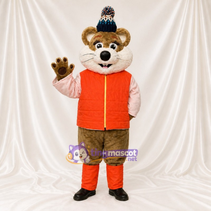 Costume de mascotte souris hiver intégral pour adultes – événements scolaires