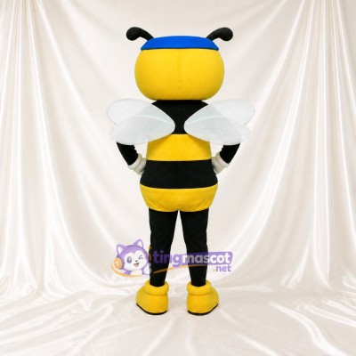Black and Yellow Bee Mascot Costume Full Body for Adults School Events