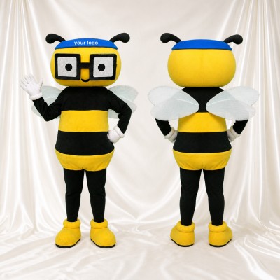 Black and Yellow Bee Mascot Costume Full Body for Adults School Events