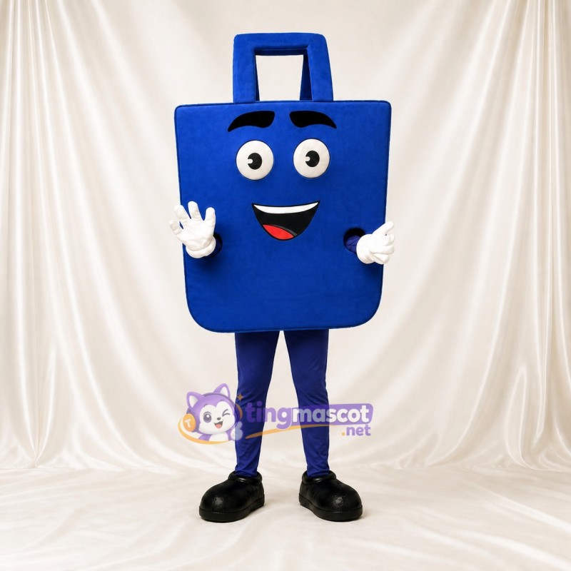 Blue Suitcase Mascot Costume Full Body for Adults Trade Shows