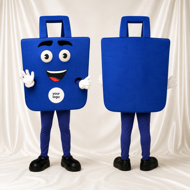Blue Suitcase Mascot Costume Full Body for Adults Trade Shows
