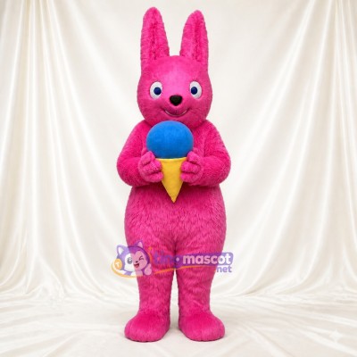 Pink Cartoon Facial Rabbit Mascot Costume Full Body for Adults School Events
