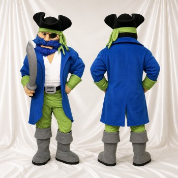 Green Pirate Mascot Costume Full Body for Adults School Events