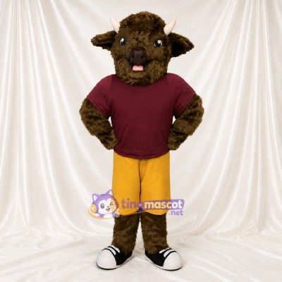 Bison athlète en tenue de sport Costume de mascotte intégral pour adultes Événements sportifs