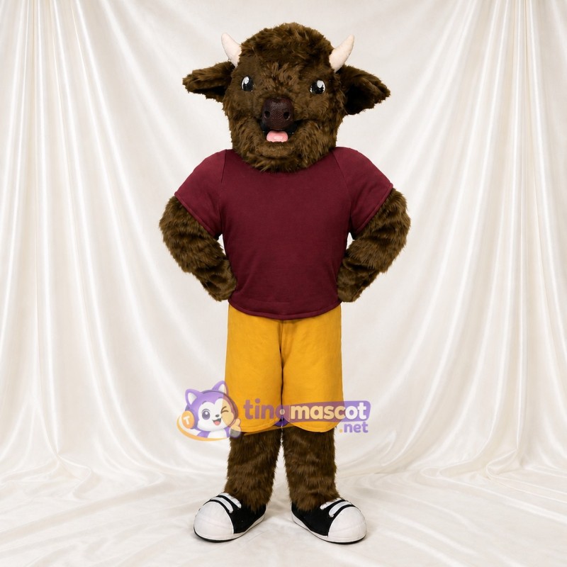 Bison athlète en tenue de sport Costume de mascotte intégral pour adultes Événements sportifs